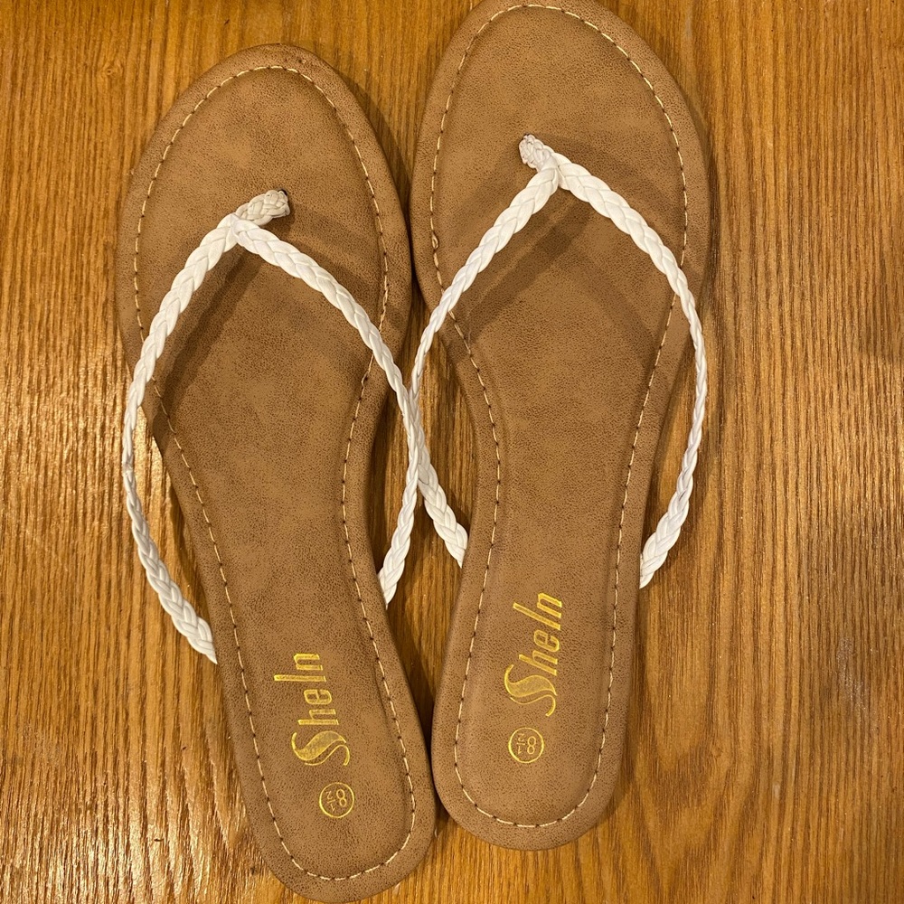 Shein thin braided leather flops